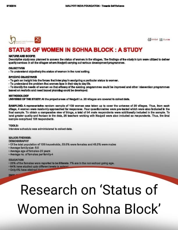 Research on ‘Status of Women in Sohna Block​